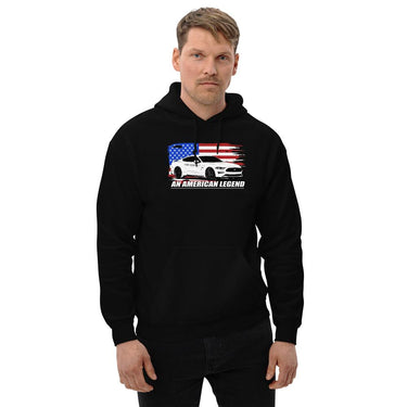 American Flag Mustang GT 5.0 Hoodie modeled in black
